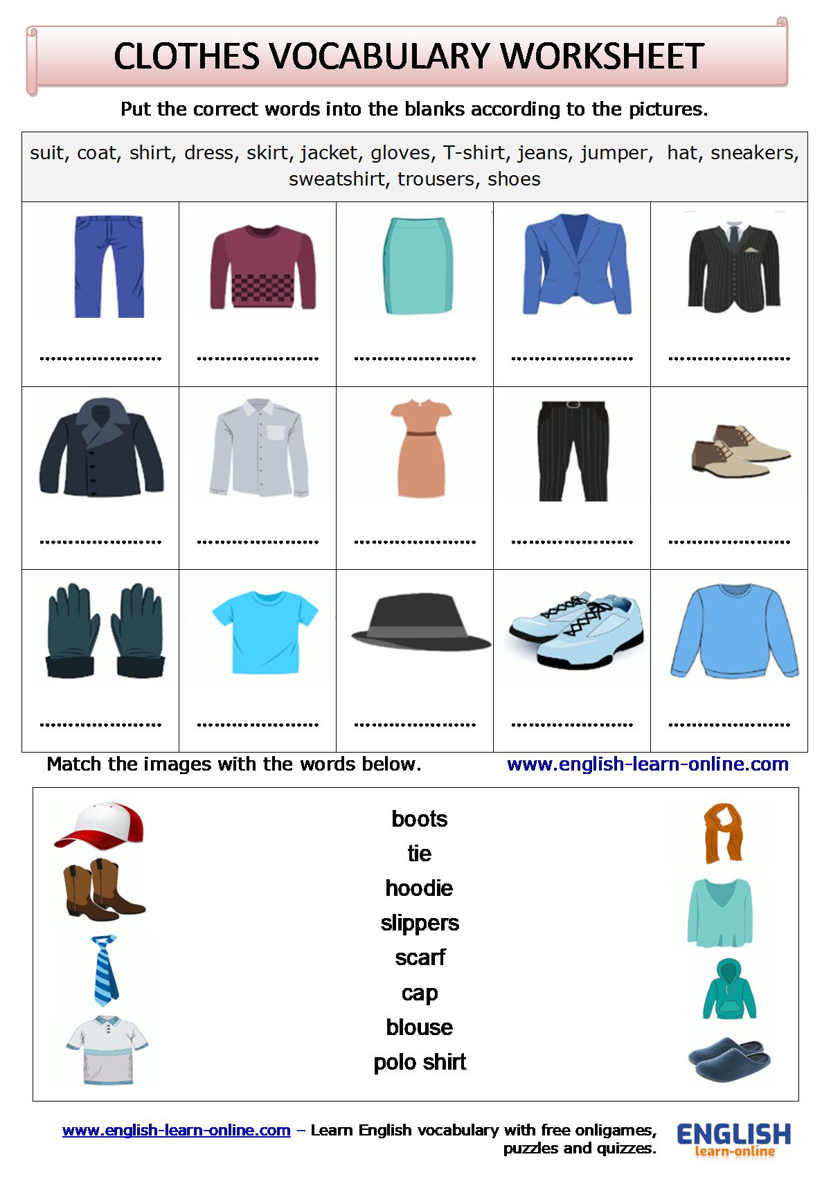 ESL Clothes Vocabulary