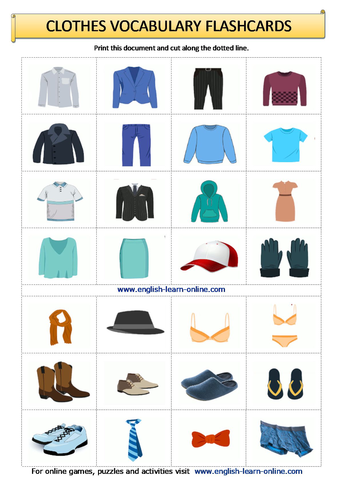 Clothes Vocabulary in English Learn with Images and Flashcards