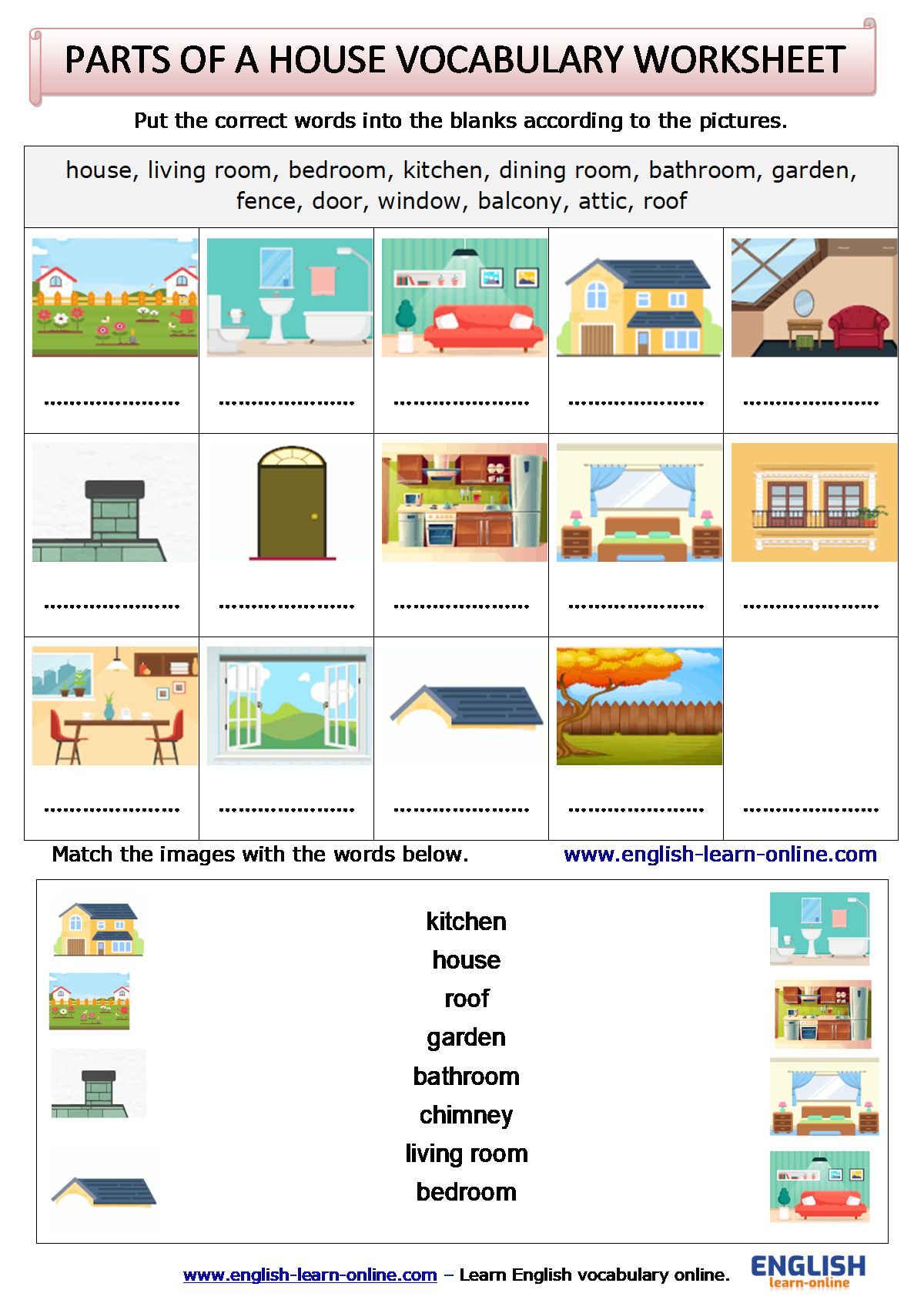 Parts of the house – Basic English Vocabulary Lesson - Rooms of a house 