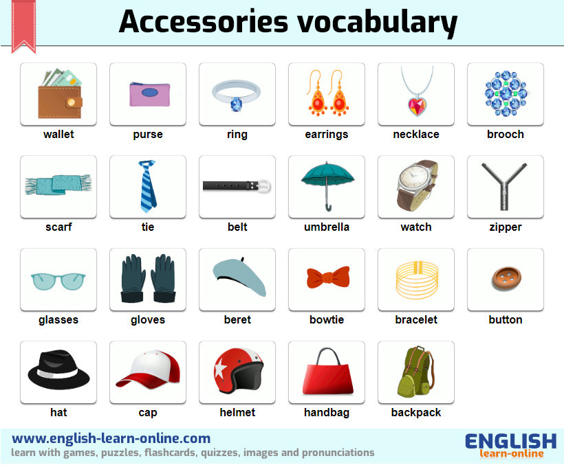 Clothes and Accessories Vocabulary in English  English vocabulary, Learn  english vocabulary, Vocabulary