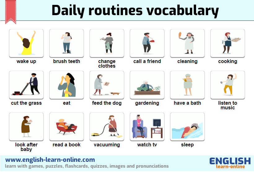 daily routines vocabulary image