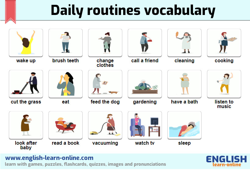 Daily Routines, ESL Worksheet For Beginners