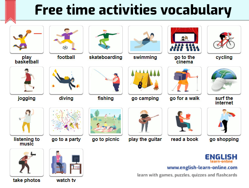 free time activities vocabulary image