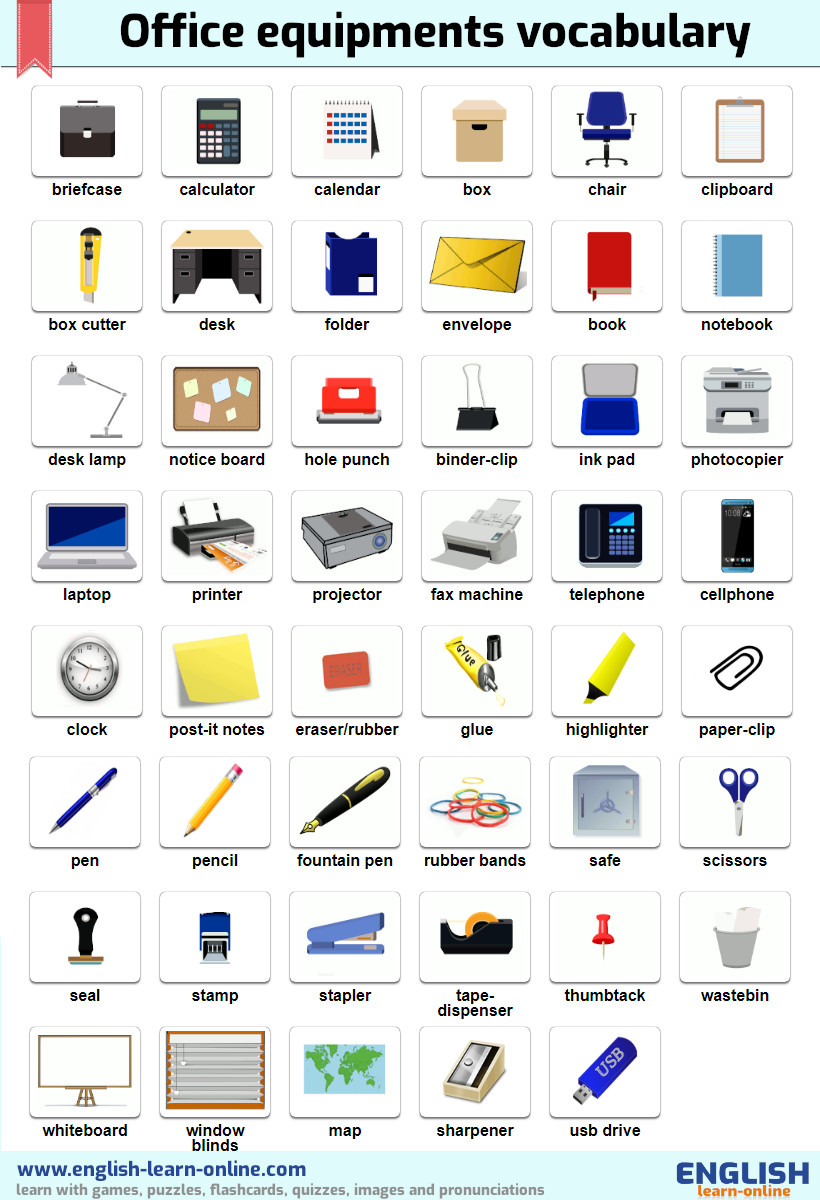 office equipment vocabulary image