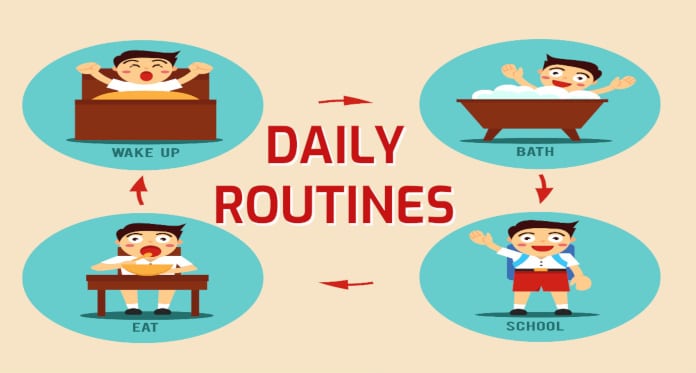 daily routines vocabulary in English